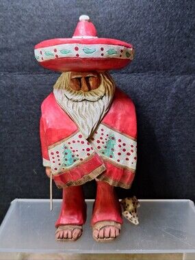 Midwest Of Cannon Falls Mexican Santa Sombrero Sarape Chili Peppers 8" Figurine